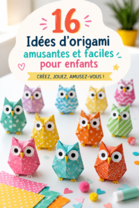 Enfants s'amusant à réaliser des créations en origami colorées.