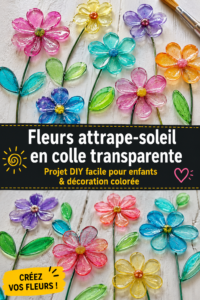 Attrape-lumière floral en colle transparente décorant une fenêtre