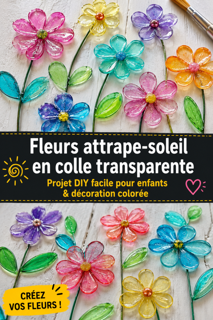 Attrape-lumière floral en colle transparente décorant une fenêtre