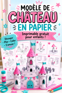 Modèle de château en papier à imprimer pour une activité DIY avec les enfants.