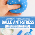 Balle anti-stress DIY colorée sur un fond apaisant.