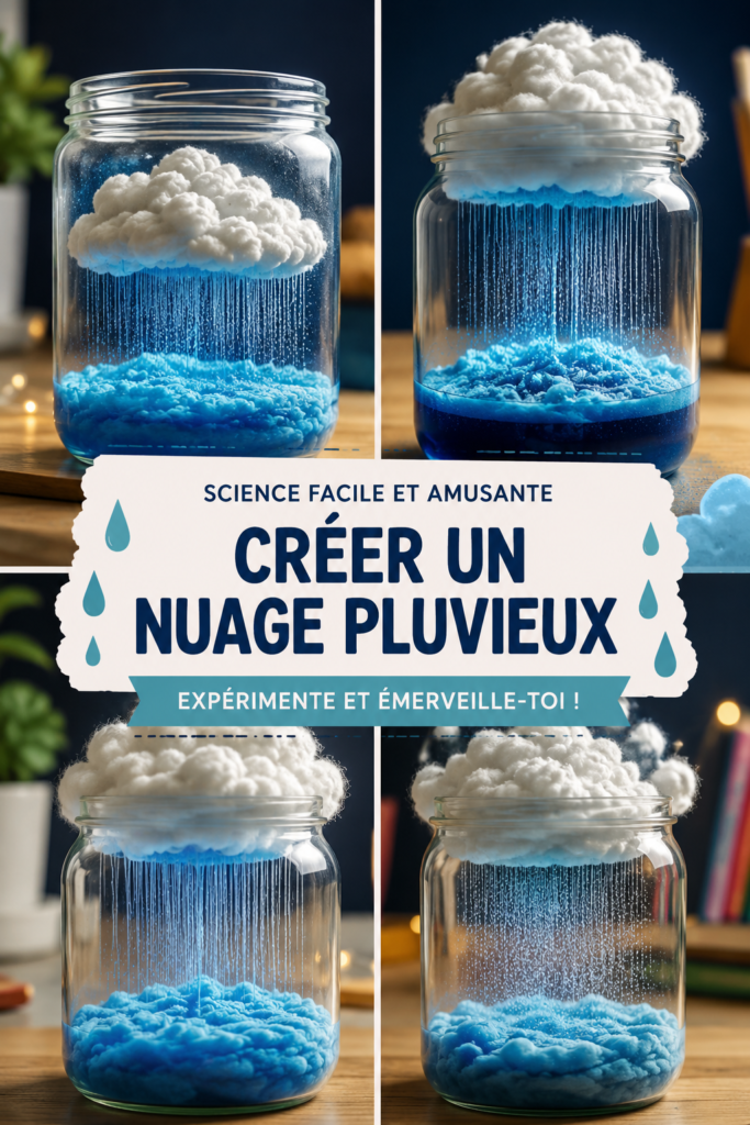 Une activité scientifique montrant comment créer un nuage de pluie