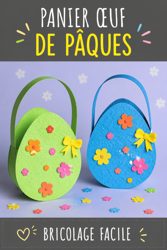Un joli panier de Pâques fait main rempli d'œufs colorés et de décorations printanières.