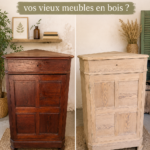 Un meuble en bois avant et après un décapage naturel