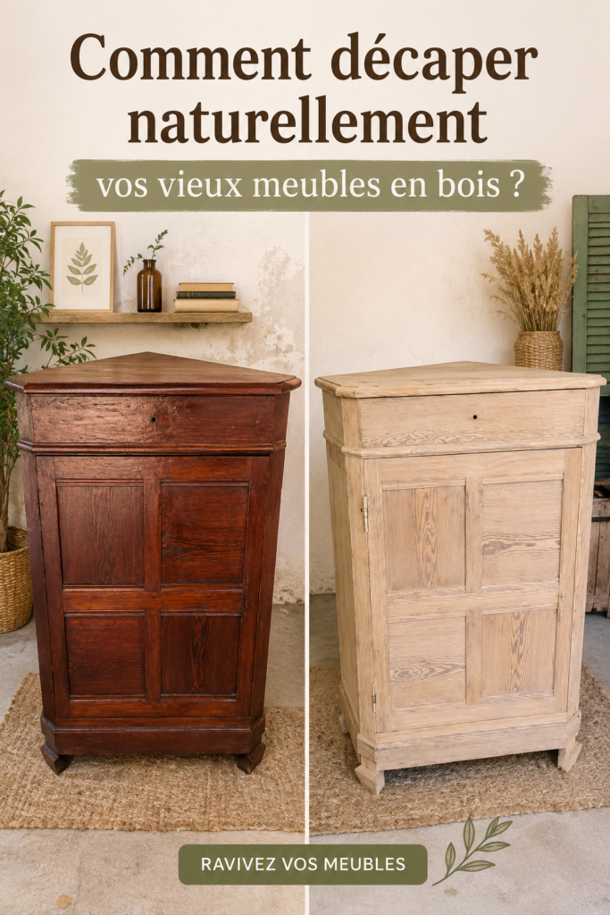 Un meuble en bois avant et après un décapage naturel