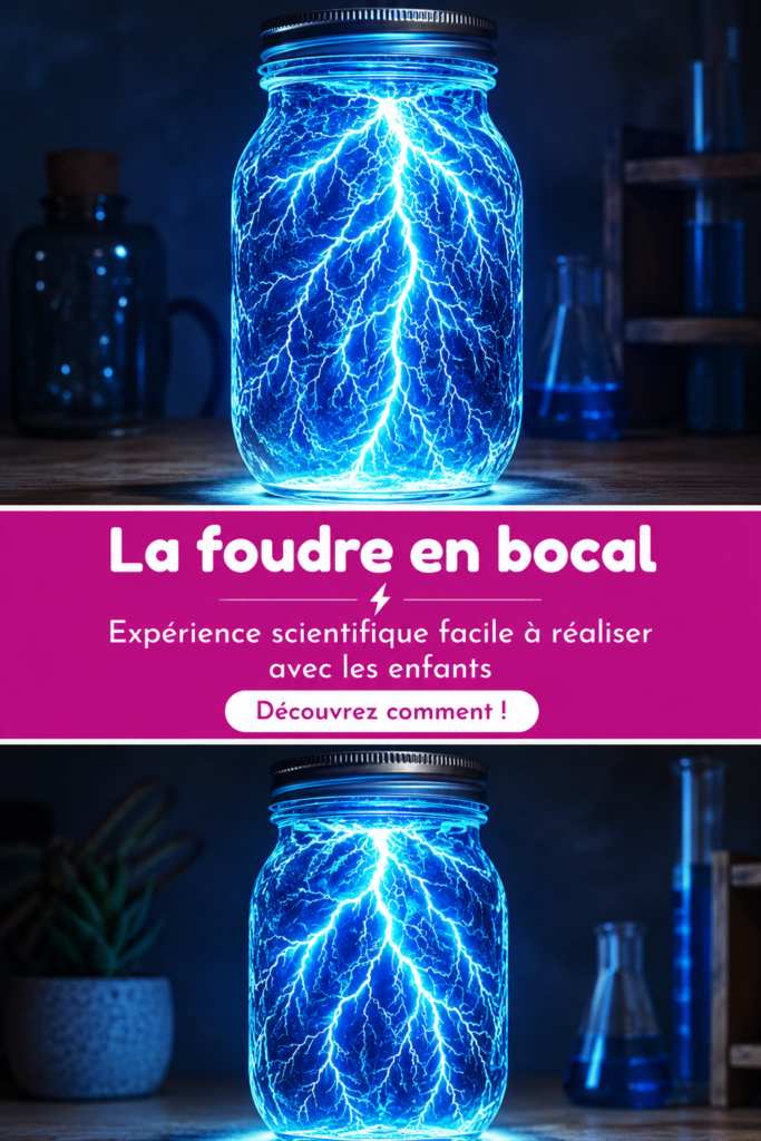 Enfants s'amusant en réalisant une expérience scientifique sur les éclairs dans une bouteille.