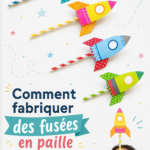 Deux enfants s'amusent à fabriquer des fusées en paille.