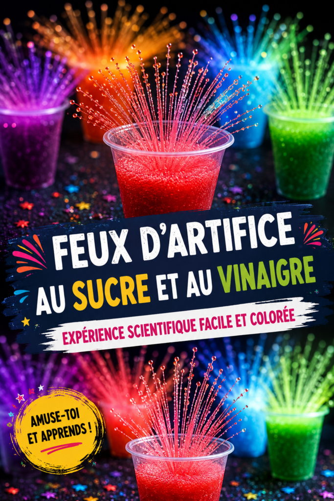 Feux d'artifice colorés créés avec du sucre et du vinaigre