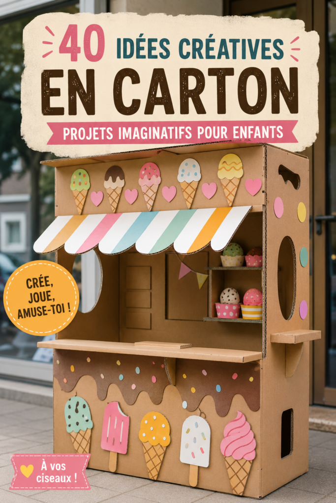 Des enfants heureux créant des projets en carton colorés