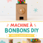 Machine à boule de gomme en carton peinte de couleurs vives