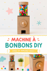 Machine à boule de gomme en carton peinte de couleurs vives