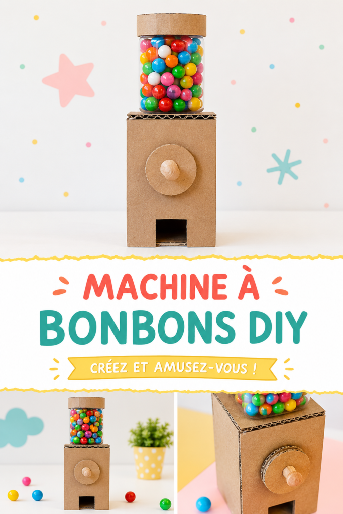 Machine à boule de gomme en carton peinte de couleurs vives