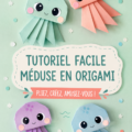 Un tutoriel d'origami présentant une méduse colorée en papier