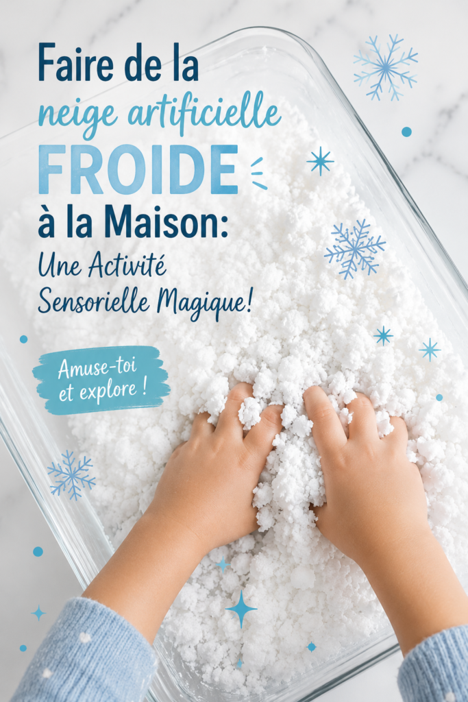 Photo d'une main tenant de la neige artificielle avec un fond hivernal