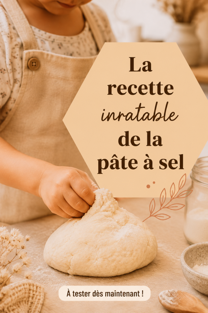 Image d'une pâte à sel fraîchement préparée sur une table avec des outils de bricolage.