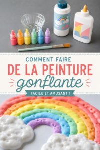 Peinture gonflante colorée étalée sur une toile avec des outils de peinture.