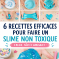 Un ensemble coloré de slime non toxique fait maison sur une table