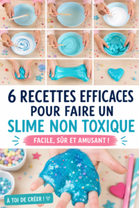 Un ensemble coloré de slime non toxique fait maison sur une table