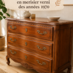 Commode en merisier verni relookée avec peinture moderne