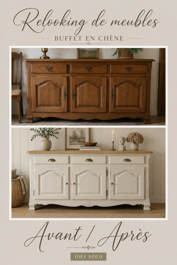 Avant/après relooking d'un meuble pour une décoration moderne