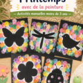 Un enfant s'amusant à peindre des silhouettes printanières avec des couleurs vives.