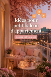 Un balcon cosy d'appartement décoré avec des plantes et des meubles confortables
