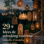 Un jardin cozy aménagé avec des éléments DIY, parfait pour se détendre.