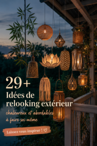 Un jardin cozy aménagé avec des éléments DIY, parfait pour se détendre.