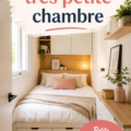 Aménagement d'une très petite chambre avec des couleurs claires et des rangements intelligents.