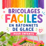 Bricolages colorés réalisés avec des bâtonnets glacés par des enfants
