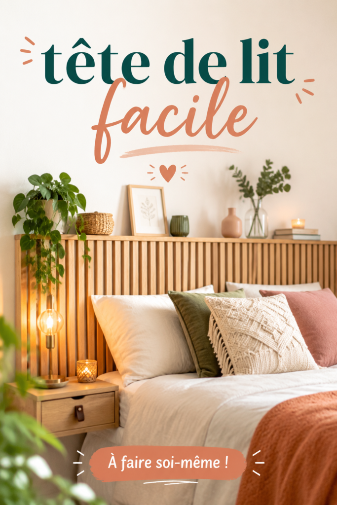Tête de lit en bois DIY dans une chambre moderne