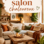 Un salon chaleureux avec des couleurs douces et des textures accueillantes.