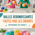 Balles rebondissantes colorées fabriquées par des enfants