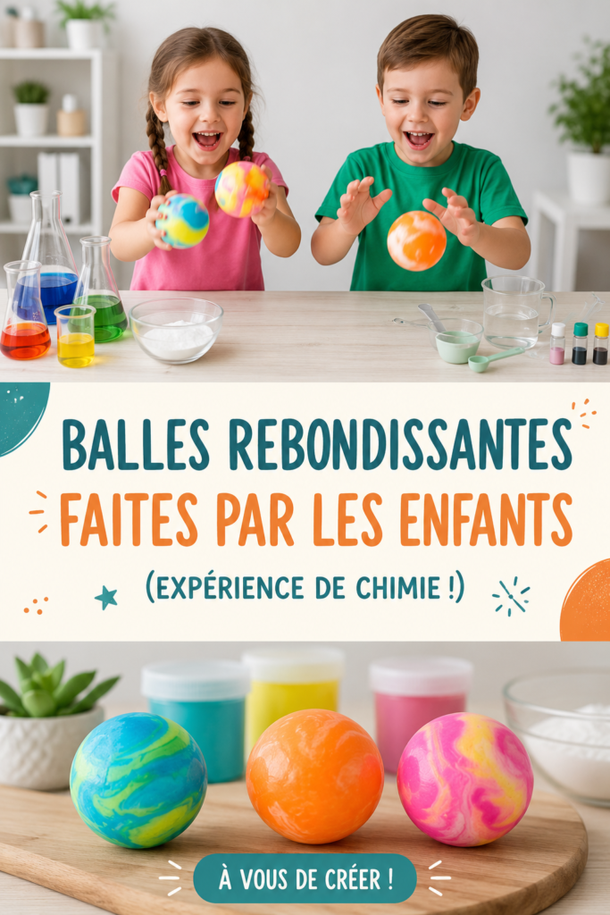 Balles rebondissantes colorées fabriquées par des enfants