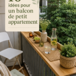 Un balcon d'appartement décoré avec des plantes et des meubles confortables pour créer un espace cosy.
