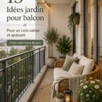 Un balcon rempli de plantes fleuries et de verdure, créant un espace apaisant
