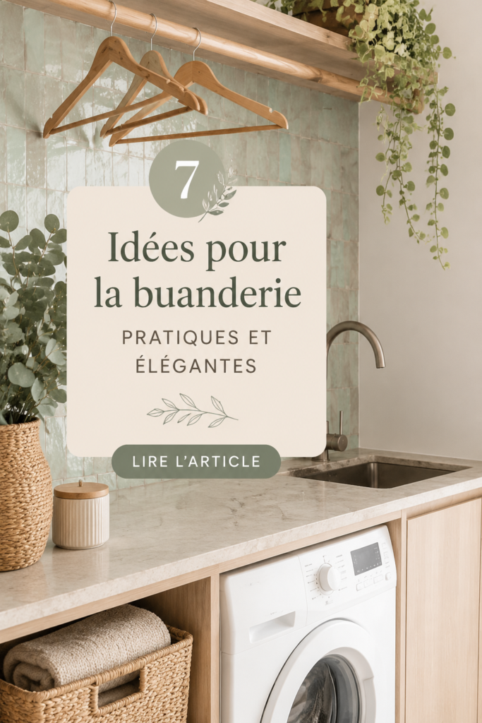 Une buanderie élégante avec des rangements pratiques et une décoration chaleureuse.