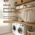 Buanderie aménagée avec un style cosy et pratique, équipée de rangements optimisés.