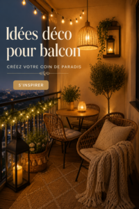 Un balcon décoré avec des plantes, du mobilier confortable et des éléments de décoration harmonieux.