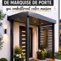Une belle marquise de porte en bois décoratif sur un mur extérieur.