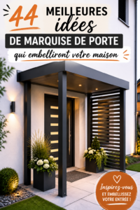 Une belle marquise de porte en bois décoratif sur un mur extérieur.