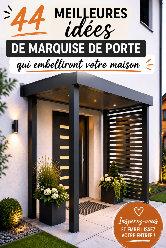 Une belle marquise de porte en bois décoratif sur un mur extérieur.