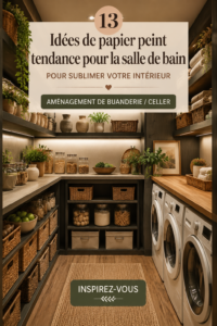 Salle de bain moderne avec un papier peint tendance et élégant