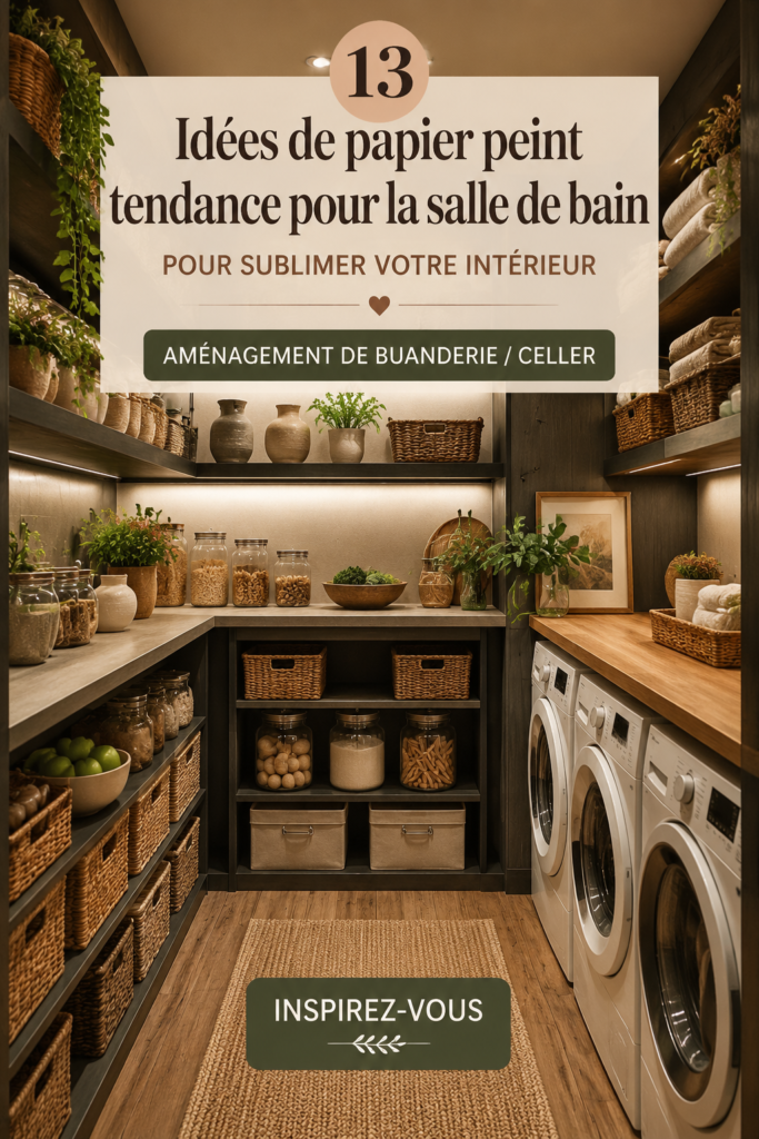 Salle de bain moderne avec un papier peint tendance et élégant