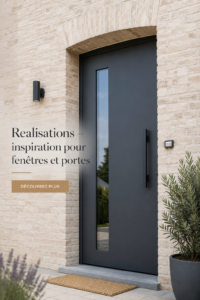 Fenêtre moderne en aluminium avec vue sur un jardin verdoyant