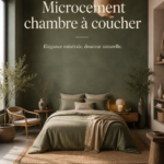 Chambre moderne avec revêtement en microciment, décor épuré et élégant.