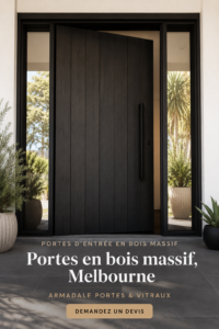 Porte en bois élégante installée dans une maison moderne à Melbourne