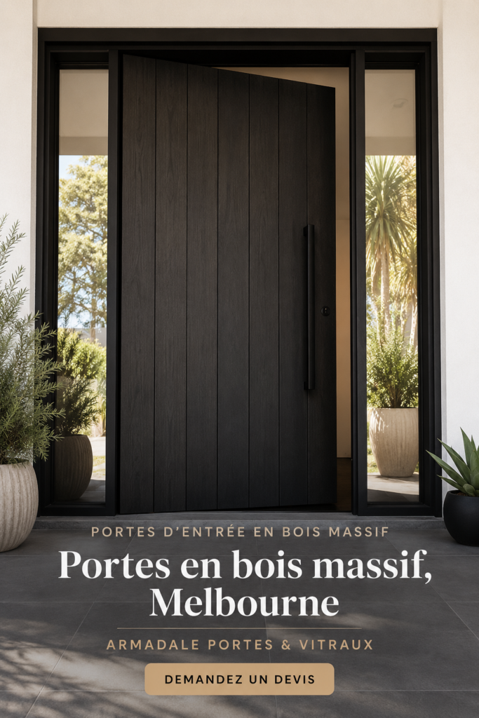 Porte en bois élégante installée dans une maison moderne à Melbourne