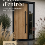 Porte d'entrée élégante en bois à pans de verre