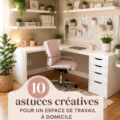 Bureau à domicile aménagé avec goût, avec un éclairage approprié et une chaise confortable.